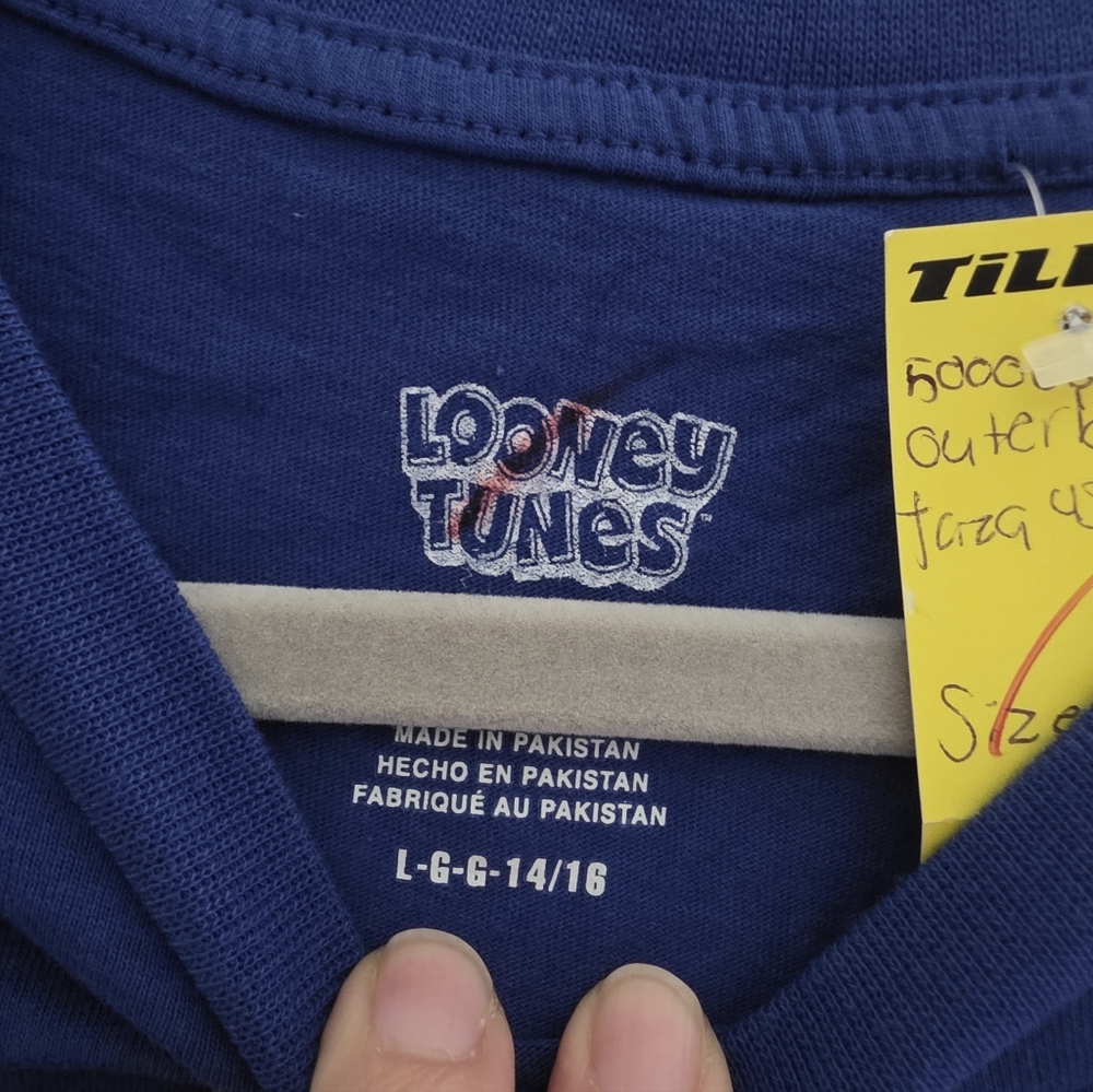 Boys Tasmanian Devil Royal Team‎ USA Looney Tunes Soccer T-Shirt Size 14/16 - Picture 3 of 5